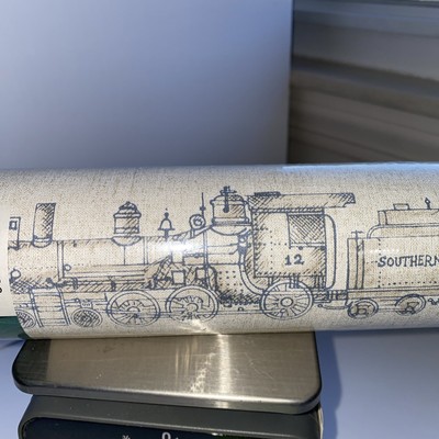 Vtg Train Engines Pattern Wallpaper Roll By Norwall  TM 14557  10.9yds x 20.4ins
