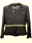 NANETTE LEPORE Black Lace Jacket with Pink & Green Flowers and Sequins Trim, 2 — photo 3