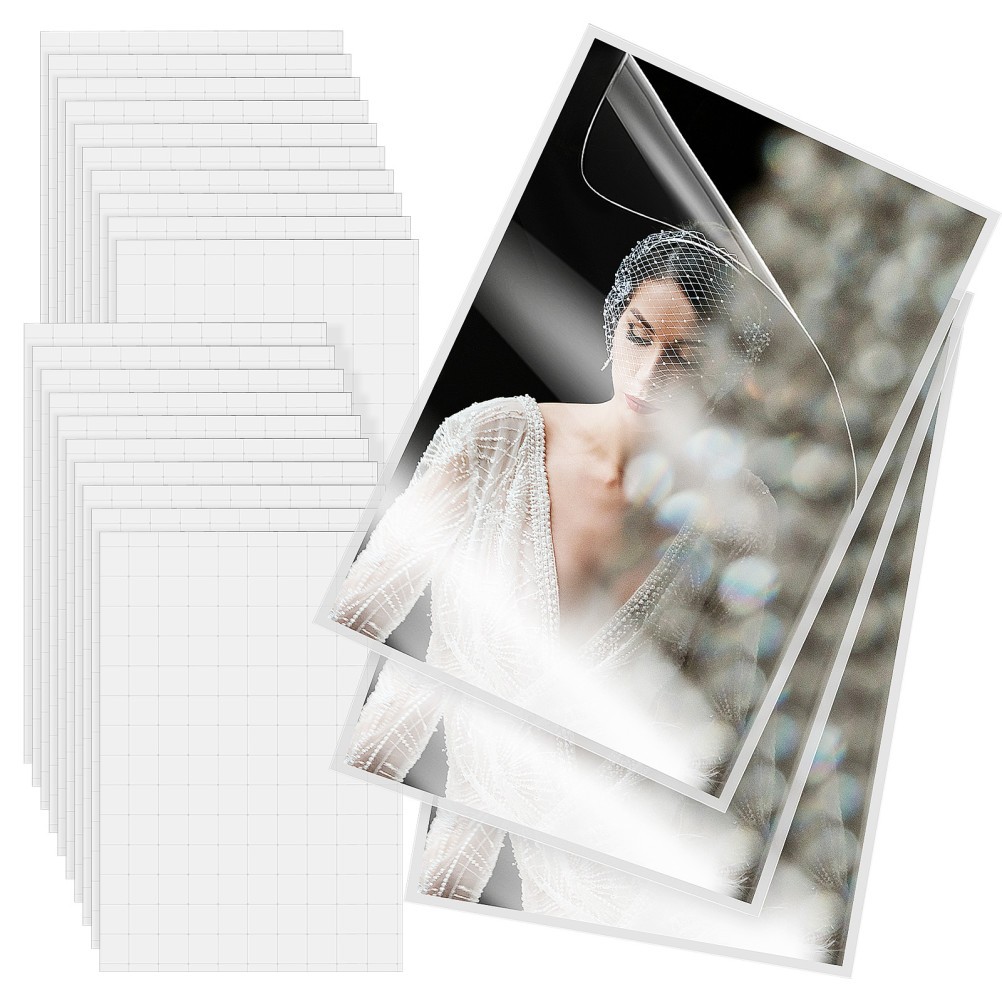 Reusable PVC Photo Laminating Sheets Self Adhesive Clear 50Sheets