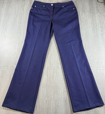 Escada Pants Chino Navy Blue Cotton Blend Straight Leg Women's Sz42 Designer EUC