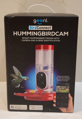 NIB Geeni BirdConnect Smart Hummingbird Feeder Camera AI Bird ID 1080p
