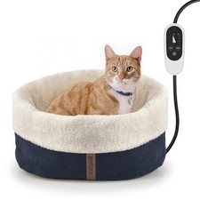 Heated Cat Bed with Auto Shut Off Timer, 17.7" x 13.7" Adjustable Temperature...