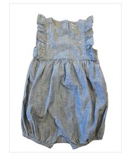 Polo Ralph Lauren Girl's Chambray Ruffle-Trim Bubble Romper, Size 18m