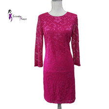 NINE WEST Women's Pink Lace 3/4 Sleeves Dress Size 4