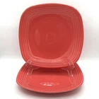 Fiesta Ware Square Set of 2 Dinner Plates Flamingo Pink Disc 2012 Homer Laughlin