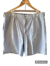 Polo Ralph Lauren Mens Shorts Tyler Pleated Blue White Stripe Seersucker Size 36