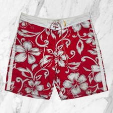 SUNDEK Costume Uomo Rosso Fiori Floreale Boxer Mare Tasca Taglia 32 / 46 ITA