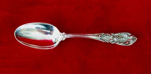 Antique Sterling Silver Serving Spoon With  Ornate Victorian Handle