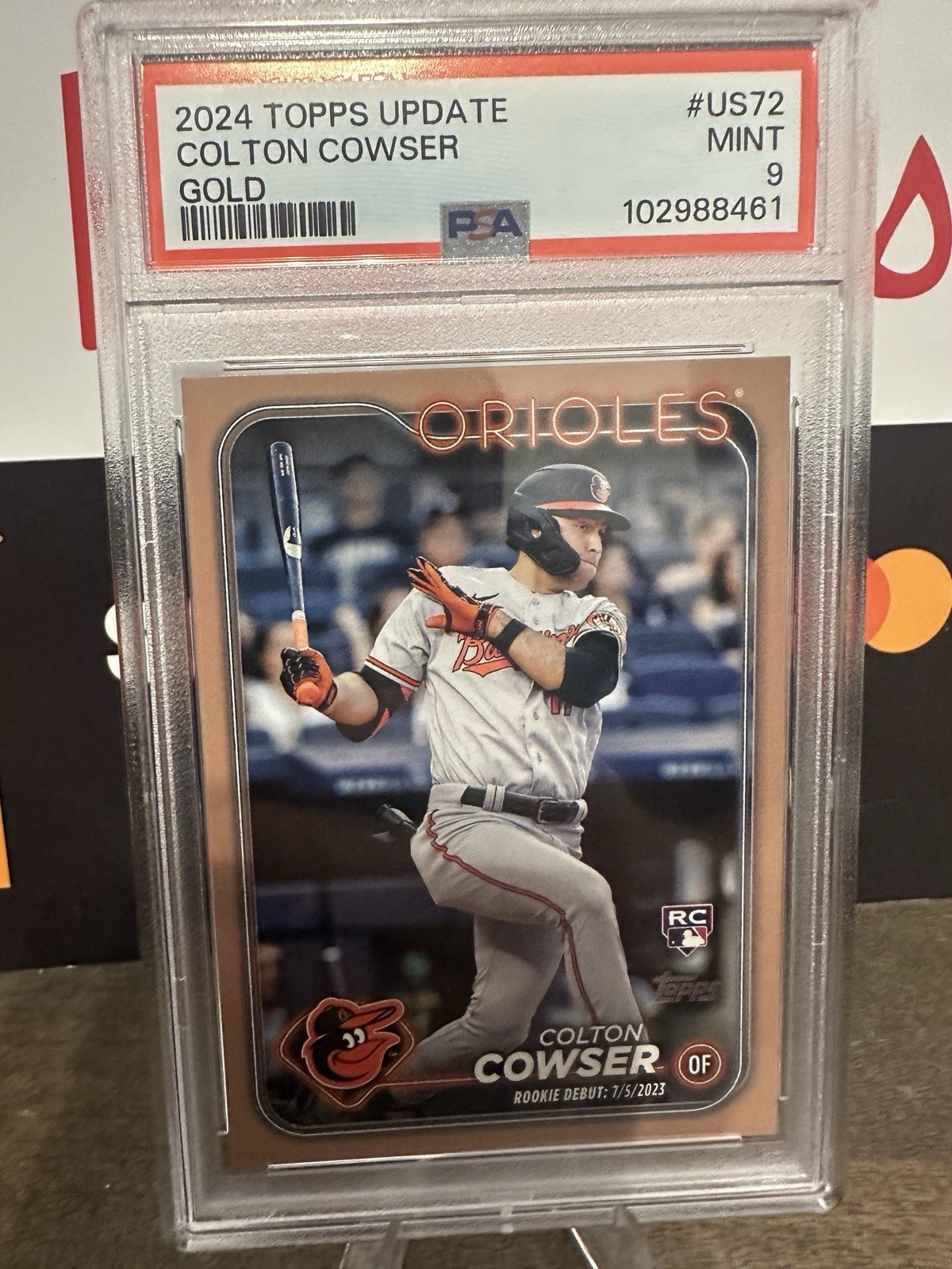 2024 Topps Update Colton Cowser /2024 Gold Rookie RC Orioles PSA 9 Low Pop US72