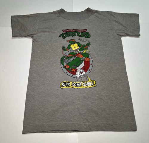 Vintage TMNT Michelangelo Kick Some Shell T Shirt Youth L USA 90s - Picture 1 of 8