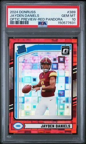 2024 PANINI DONRUSS OPTIC PREVIEW-RED PANDORA #389 JAYDEN DANIELS RC PSA 10