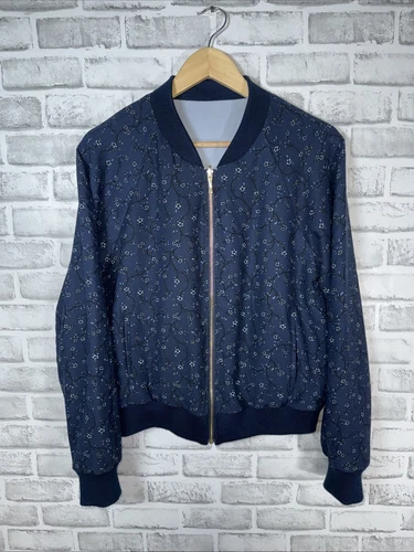 Kate Spade Giacca Donna M Blu Floreale Reversibile Bomber Out West Wild Roses