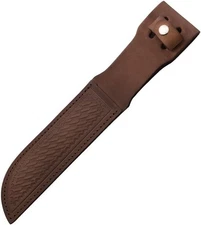 Dark Brown Basket-Weave Leather Sheath For Fixed-Knife Blade Of Up To 7.5 Inches