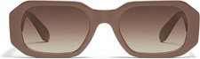 QUAY Women's HYPED UP NO-NS-2364 DOE RECTANGULAR FRAME / BROWN LENSES SUNGLASSES
