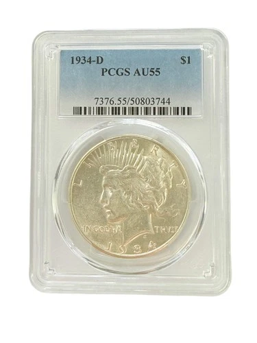 1934-D Peace Silver Dollar PCGS AU55