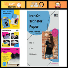 100 Sheets Inkjet Iron-on Heat Transfer Paper 8.5x11" for Dark Fabrics  T-Shirt