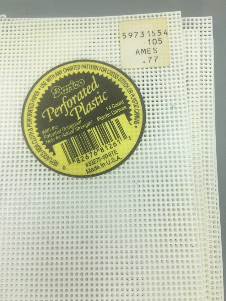 12 Old Plastic Mesh Cross Stitch Sheets 14 Count Darice Vintage Ames - Image 4 of 4
