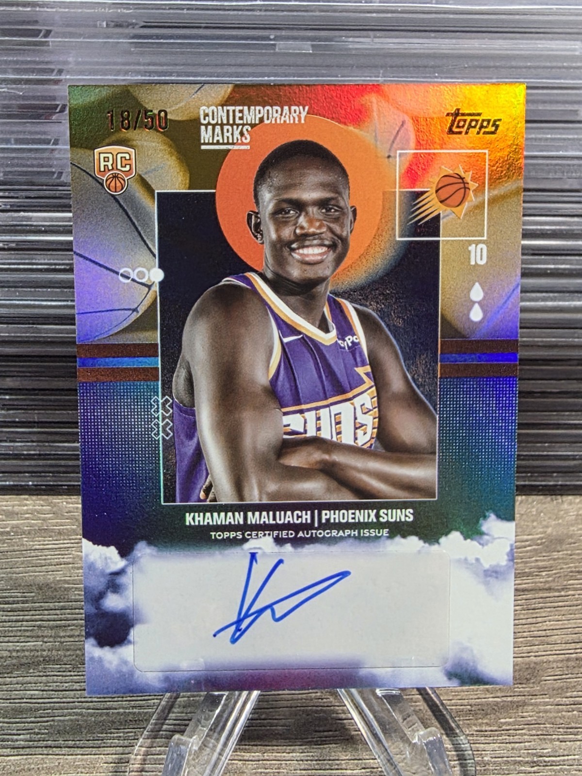 2025-26 Topps Khaman Maluach Contemporary Marks RC Gold Auto #CM-KM Suns /50