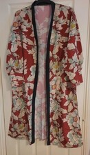 Giacca spolverino kimono floreale Boho - stampa botanica bordeaux e verde acqua taglia 20/22