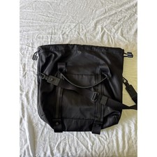 Cole Haan Black Nylon Tote Bag Crossbody Drawstring Top Leather Details