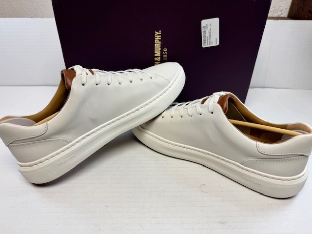 Johnston & Murphy Anders Lace-to-Toe Sneaker, White Full Grain, 10.5 M