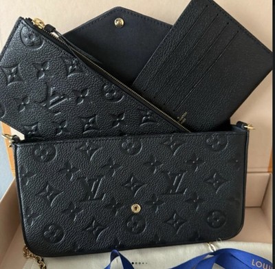 Louis Vuitton   Felice  Damen Umhängetasche Leder Schwarz Monogramm Kettenriemen