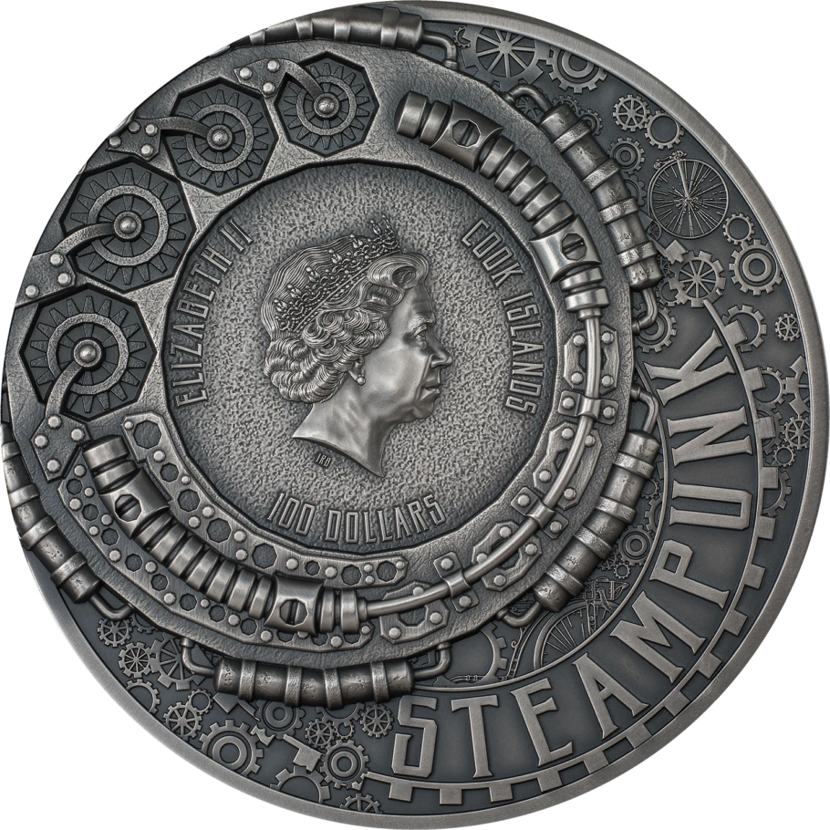 Cook Islands 2023 100$ - JET PACK Steampunk - 1 Kg Antique silber Münze