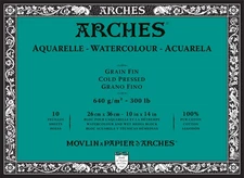 Arches Aquarelle Heavyweight Watercolor Block 10"x14"- 300lb,10 Sheets - 5A0029B