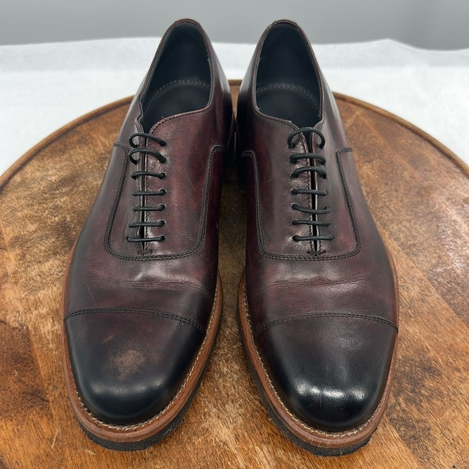 SAOLA Scarpe Boss Hugo Boss uomo 8 (UK 7) punta in pelle aspin rosso scuro suola in gomma