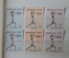 Haïti JO Tokyo 1964 Croix Rouge lot 6 timbres MNH surcharge superbe qualité