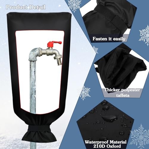 2 Pack Outdoor Faucet Cover for Winter,27" Lx15 W Large Hose Cover 27x15Inch - Picture 4 of 7