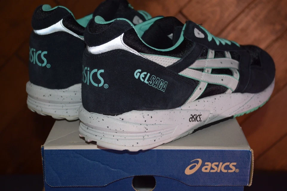 Talla 13 - Asics Gel Saga 3 iii Negro Como Nuevo Verde Blanco H137K, Stock Muerto 2014 Foto 3 de 4