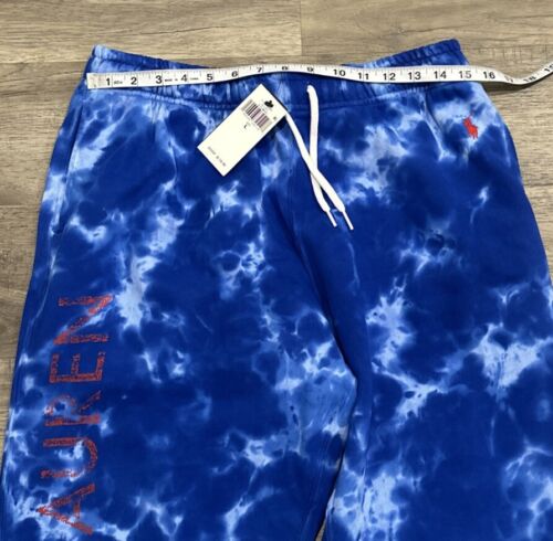 Polo Ralph Lauren Sweatpants Womens Large Jogger Terry Cloth Tie Dye Blue Marble - Picture 3 of 7