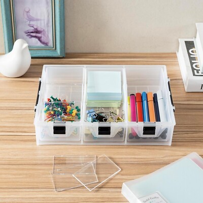 Clear Arts and Crafts Stackable Storage Box, Sewing Supplies Storage Organizer