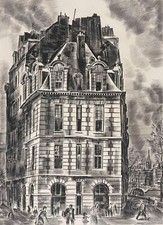 Paris maison Place du Pont Neuf Seine Paris par Albert Decaris 1949 France
