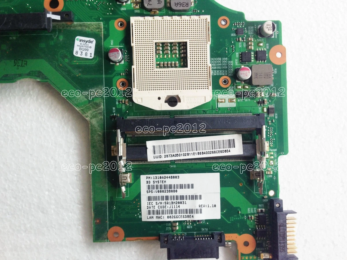 Toshiba Satellite C600 Intel HM65 Motherboard V000238080 w nVidia GeForce G310M