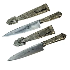 Industria JU-CA Tandil Argentina Alpaca Silver Gaucho Boot 2 Knife & Sheath Set
