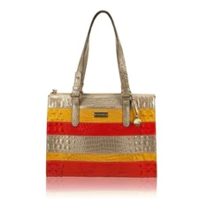 Brahmin Mandy Vineyard Fizz Tricolor Croco Satchel Handbag