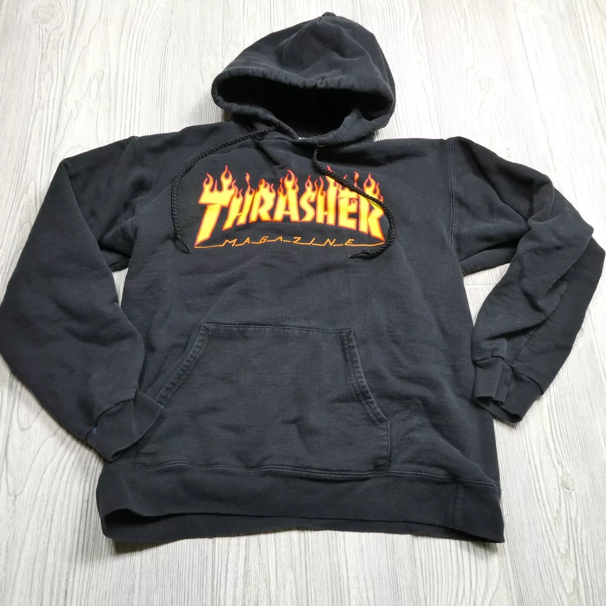 Thrasher Magazine Sweater Adult Small Black Hooded Sweatshirt Hoodie Mens