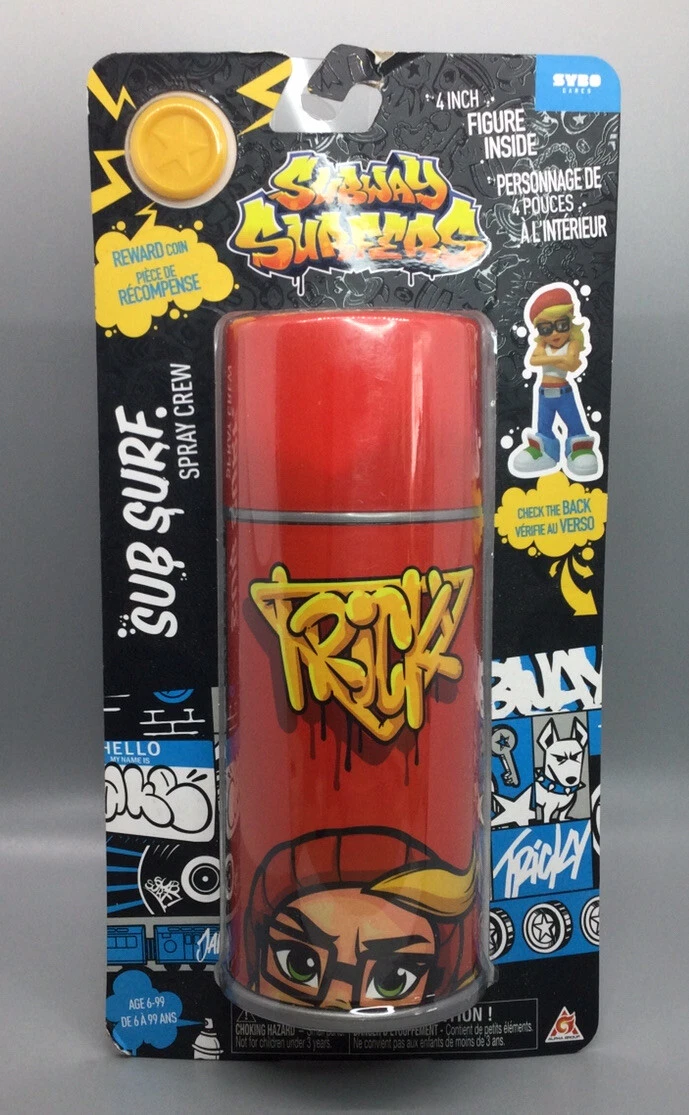 SUBWAY SURFERS SPRAY CREW 4" VINYL FIGURE TRICKY 2020 SPRAY CAN WITH  REWARD COIN