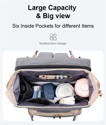 5-in-1 Diaper Bag With Baby Bed Crib Foldable Mummy Backpack - Main Image