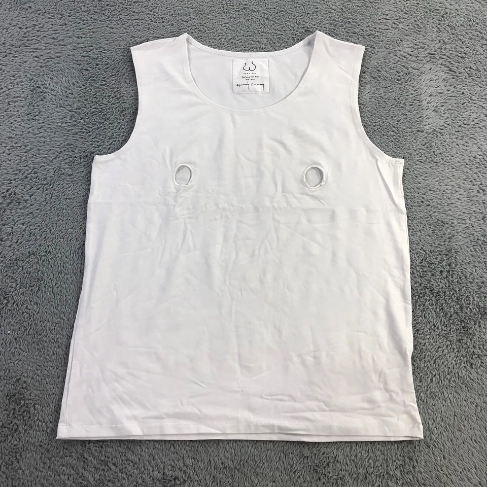 Camisa Yoko Ono Para Hombres Mediana M Eyelit Tank Blanca Top LBGTQ John Lennon Rara a3 Foto 2 de 4
