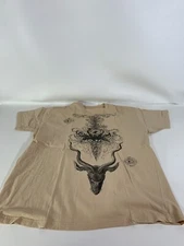 Primo Darby Mens T Shirt Antelope Head Abstract Graphic Tan Sz 3 Large