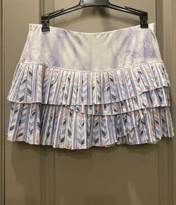 Lucky in Love Purity Pleated Scallop Tennis Skirt Women - Lilac, White, M