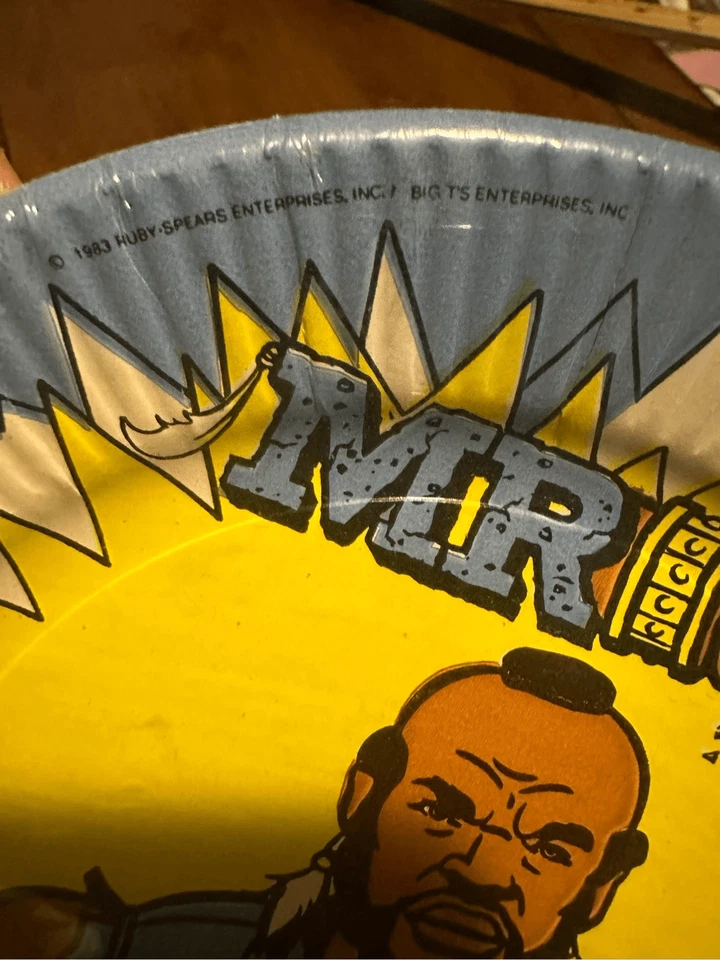 "Platos de fiesta recubiertos vintage Mr T A Team nuevos stock antiguo 7"" marca única años 80" Foto 2 de 4