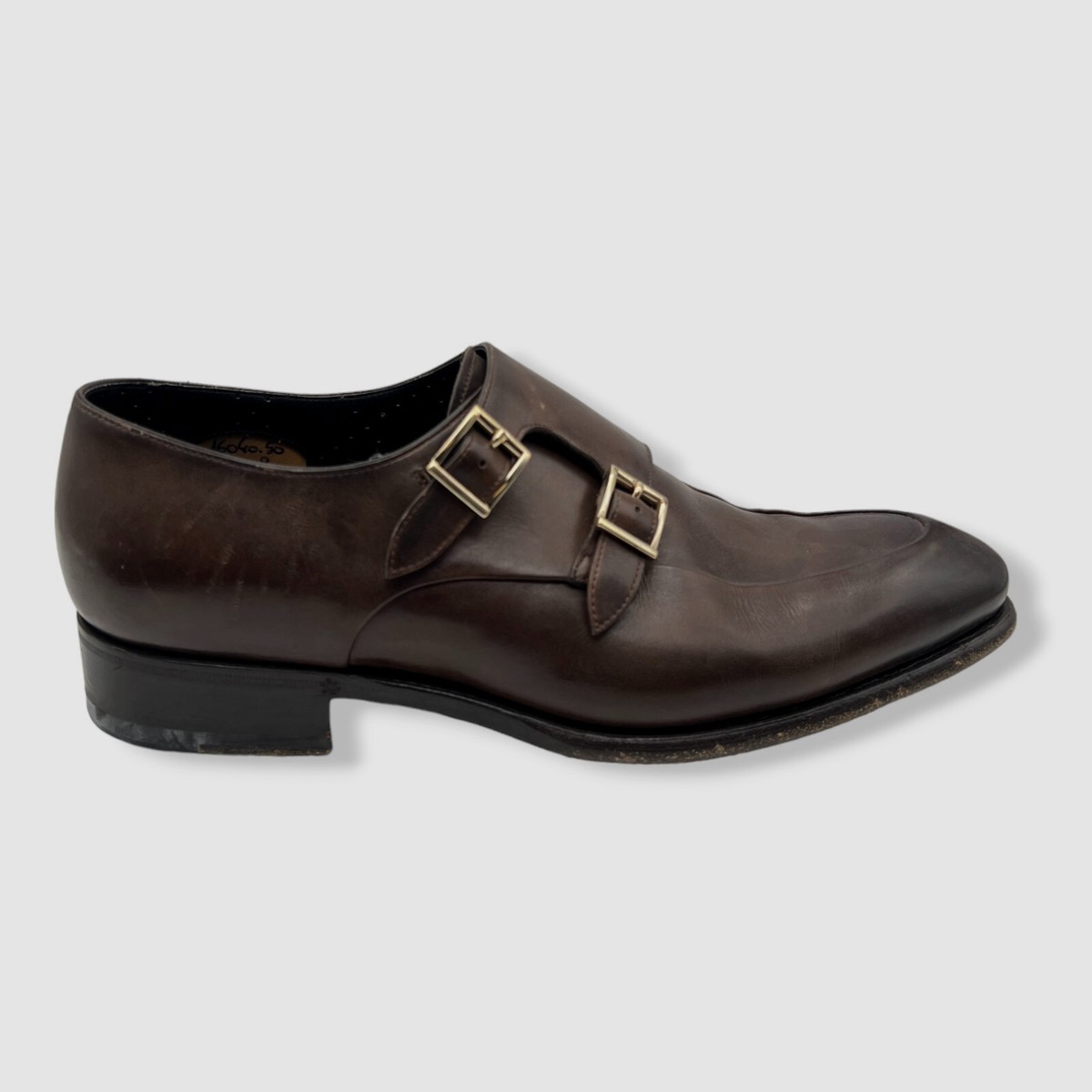 Santoni Men\'s Brown Double Monk Strap Leather Shoes $1380 - Santoni Double Monk Strap Goodyear Shoe Mens Size 7  main image 4