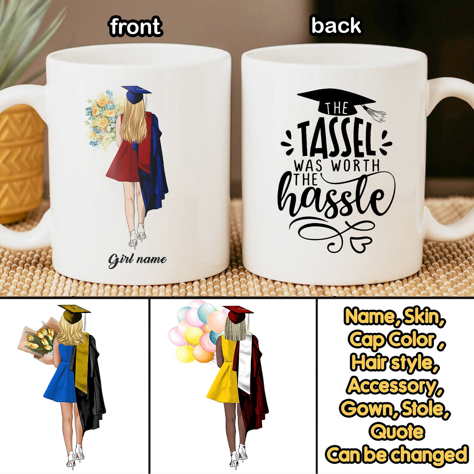 Personalized Graduation Gift The Tassel Was Worth The Hassle Coffee Mug Custom