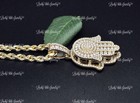 14k Yellow gold Natural Diamond Hamsa pendant with Rope chain necklace 7.50 ct — photo 7