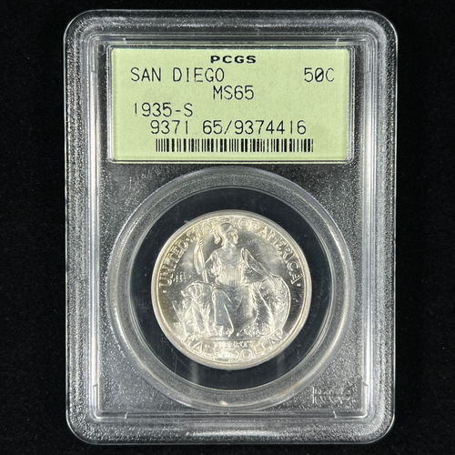 1935-S 50C MS65 OGH San Diego Commemorative Half Dollar - Old PCGS Holder