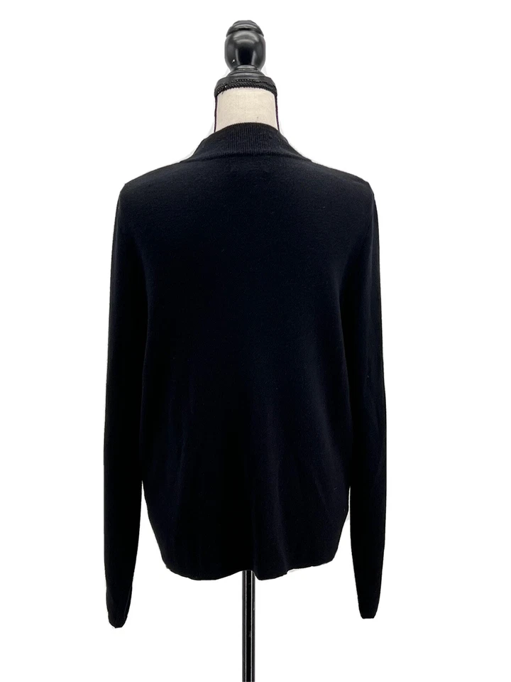 Pendleton Womens Cardigan Sweater Black Medium Tall Glen Check Zipper Mock Neck - Image 4 of 4